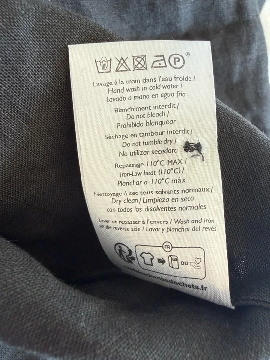 Sézane Black Linen Crochet Trim Button Up Blouse Top Size 36 US 4 - Picture 7 of 8